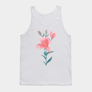 Pink Lily Flower Tank Top